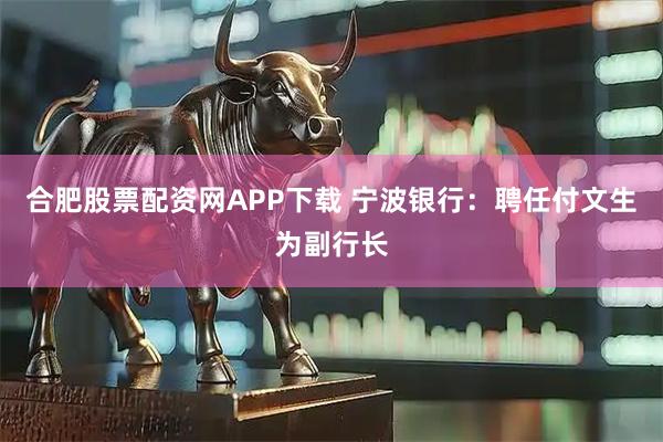 合肥股票配资网APP下载 宁波银行：聘任付文生为副行长
